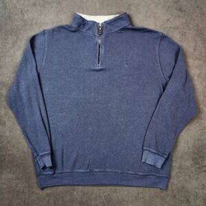 Tailorbyrd Collection 1/4 Zip Pullover‎ Sweater Mens Large Blue Waffle Knit